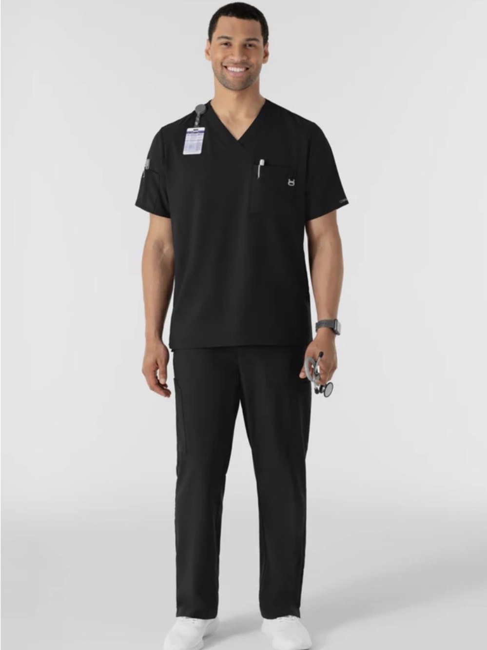 Wink Black Medical Scrub Set with Chest Pocket